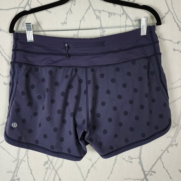 Lululemon Cadet Blue Polkadot High Rise Groovy Run Shorts - Picture 3 of 4